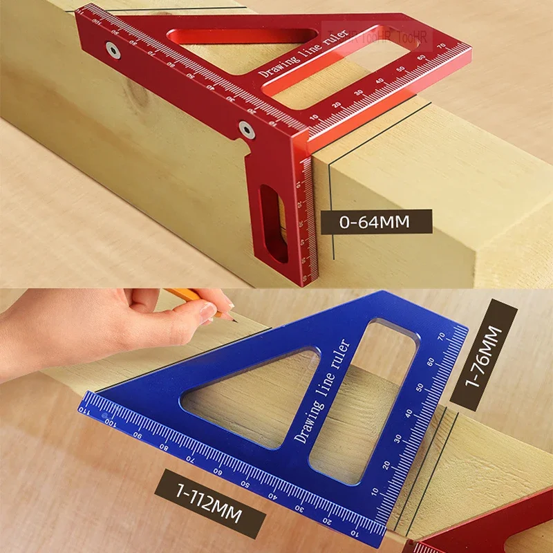 

New Woodworking Aluminum Alloy Miter Triangle Ruler High Precision Layout Measuring Tool for Engineer Carpenter