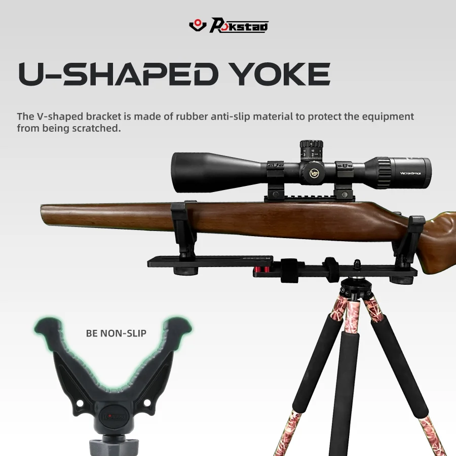 Detachable Tripod Vector Optics for RokStad Tripod Sys Hunting Gun V Yoke Shaped Heavy-Duty Tripod Head Top Mount Accessories for Shooting Stick