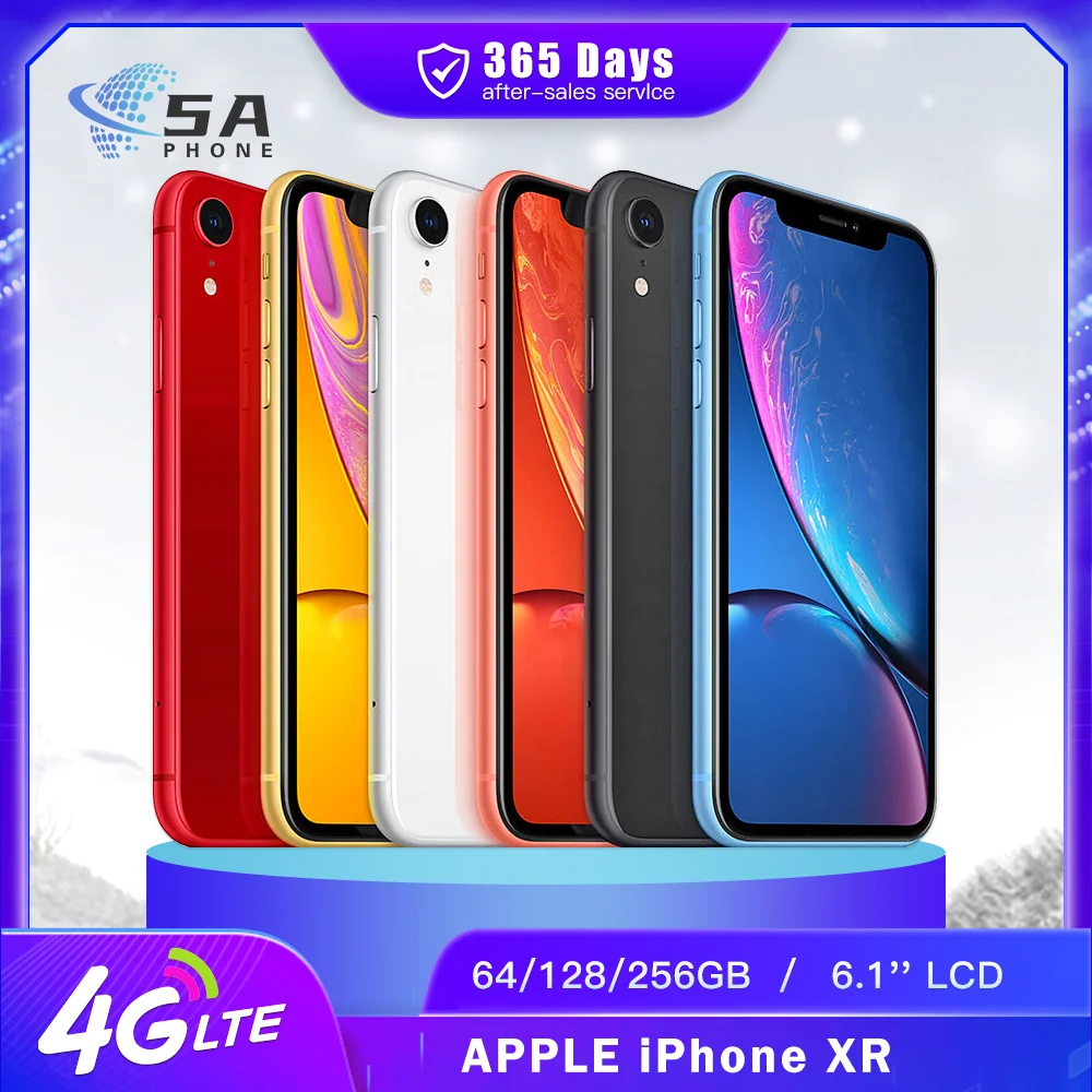 Original Unlocked Apple iPhone XR 4G Mobile NFC Face ID 3GB RAM 64GB/128GB ROM 6.1" 12MP + 7MP A12 Bionic Hexa-Core IOS