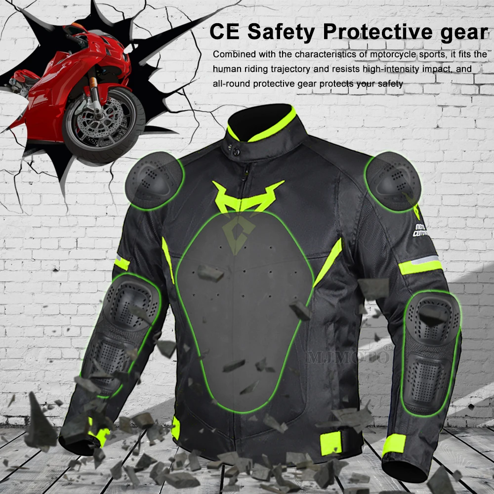 Summer New Motorcycle Jacket Men Moto Protective Gear Motocross Enduro Racing Reflective Oxford Jacket Motorbike Clothing
