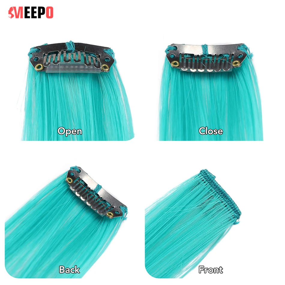 Meepo Colored Fibers 24Inches Kinky Curly Clip in Hair Extensions Synthetic Tress for Hair 10Pcs/Set High Temperature Deep Wave