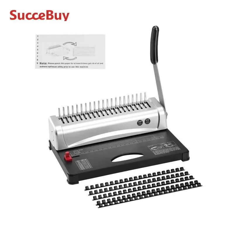 VEVOR Binding Machine Comb Binding Machine 21Holes 450 Sheets Book Binder with 100 PCS 3/8'' Comb Spines binding machine
