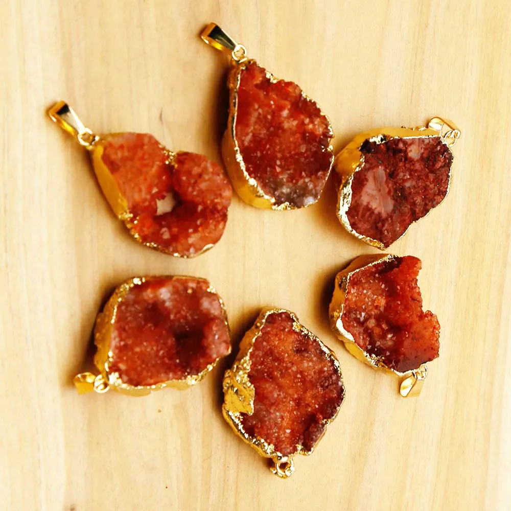 Free Shipping Natural Stone Agate Irregular Gilt Edge Pendant For Necklace Production DIY Reiqi Charm Jewelry Wholesale 4Pcs/Lot