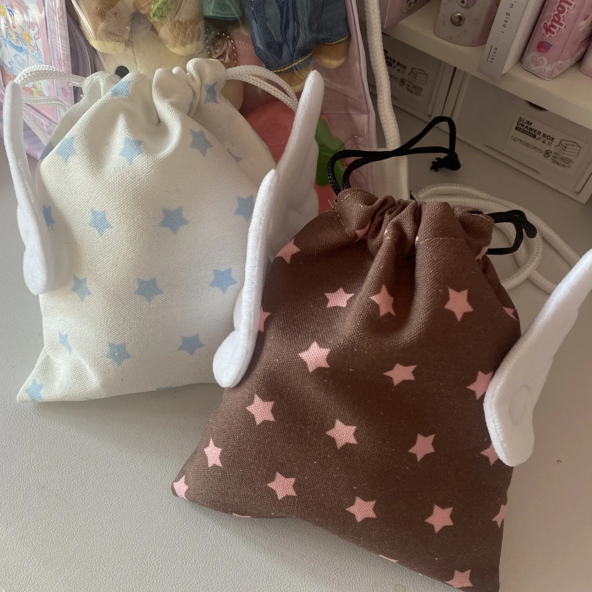 Portable Bundle Pocket Star Pattern Rope Drawstring Design Cosmetics Bag