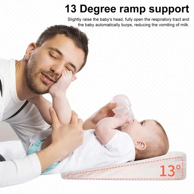 Baby Anti-spit Pillow Memory Foam Infant Support Pillow for Anti-vomiting Slope Pad 13 Degree Incline Colic Cushion for Pram Cot 4