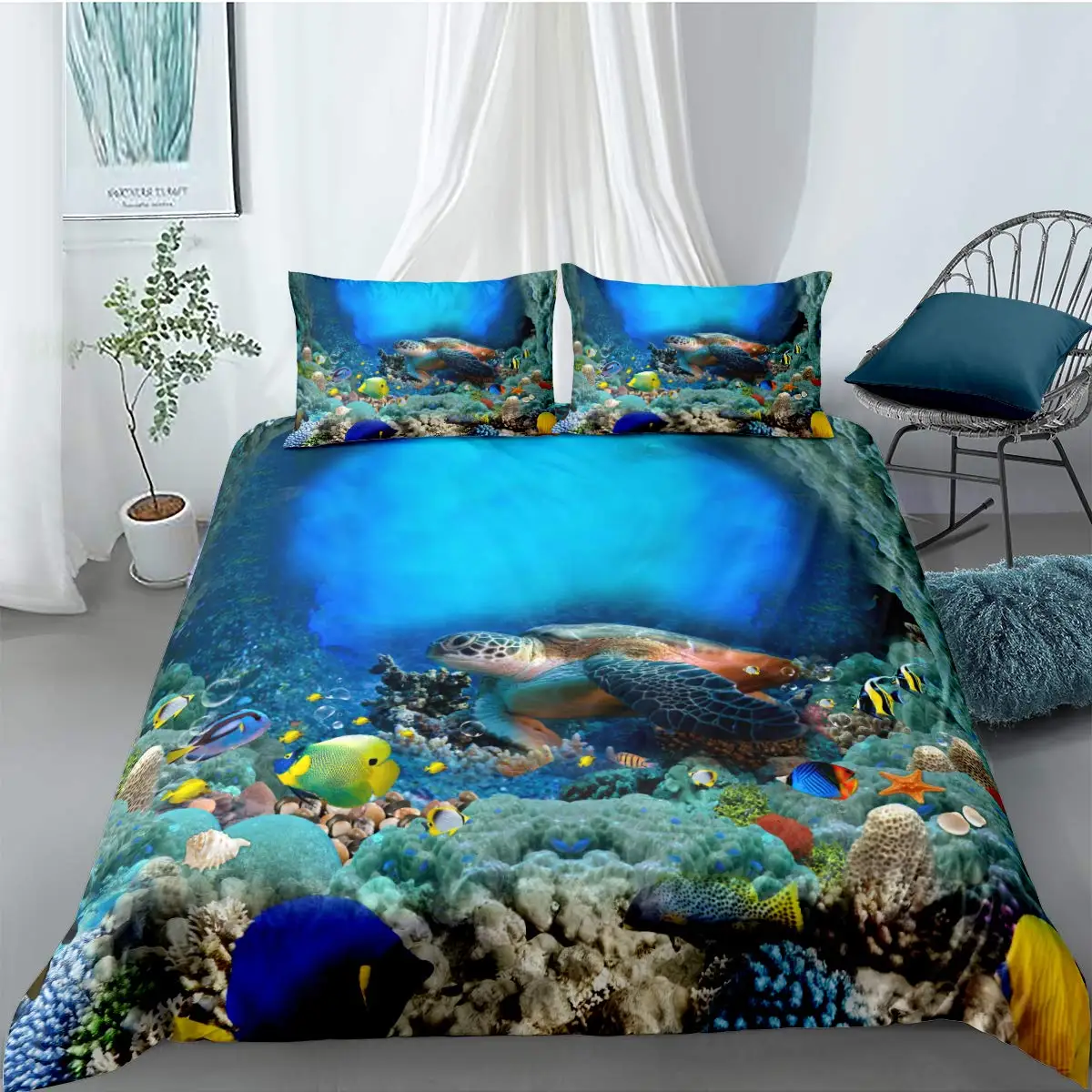Twin Ocean Themed Pillows Boys Bedding Twin Shark-Themed Twin Size