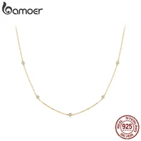 BAMOER – collier superposé Moissanite en argent Sterling 925, chaîne à maillons réglable plaquée or pour femmes, collier de Station 1