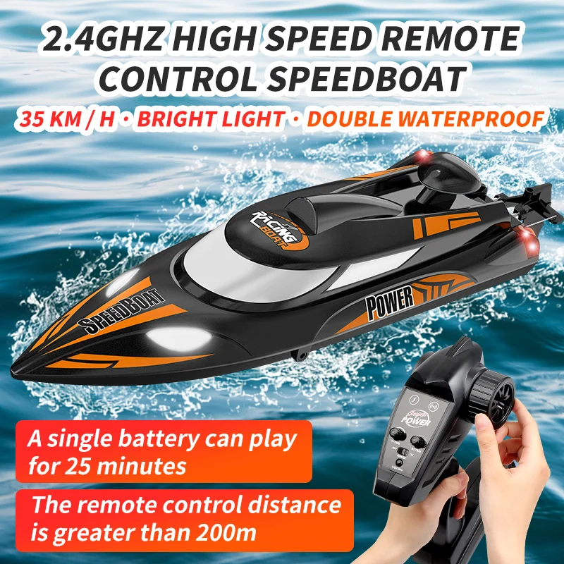 

Hongxunjie HJ810B remote-controlled speedboat 35KM/H capsized reset water toy boy adult Christmas gift high-speed speedboat