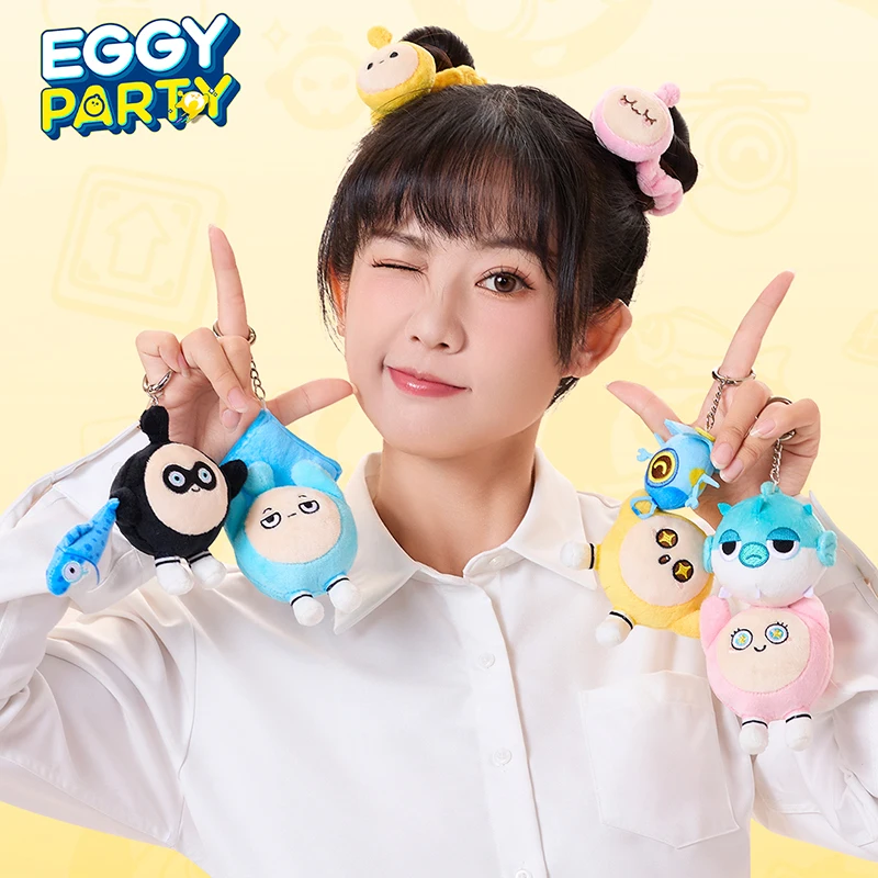 Eggy Party-Pull Reel Plushie Keychain Plush Doll Pendant Toy Cute Portable Pendant Genuine Game Peripheral 3