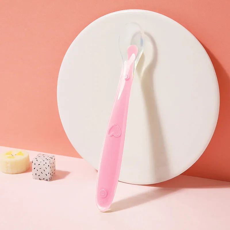 Baby silicone feeding spoon Soft Spoon Training Feeding Spoons Children kids Infants Food supplement spoon food grade Temperature Sensing