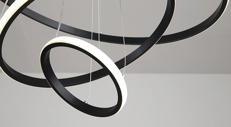 Pingente de Suspensão Moderno para Sala de Jantar Luminária para Casa Luzes Sala Estar Roomwhite - Ouro Preto Círculo Anéis Brilho Lâmpadas Interiores Led 9 Computers & Electronics