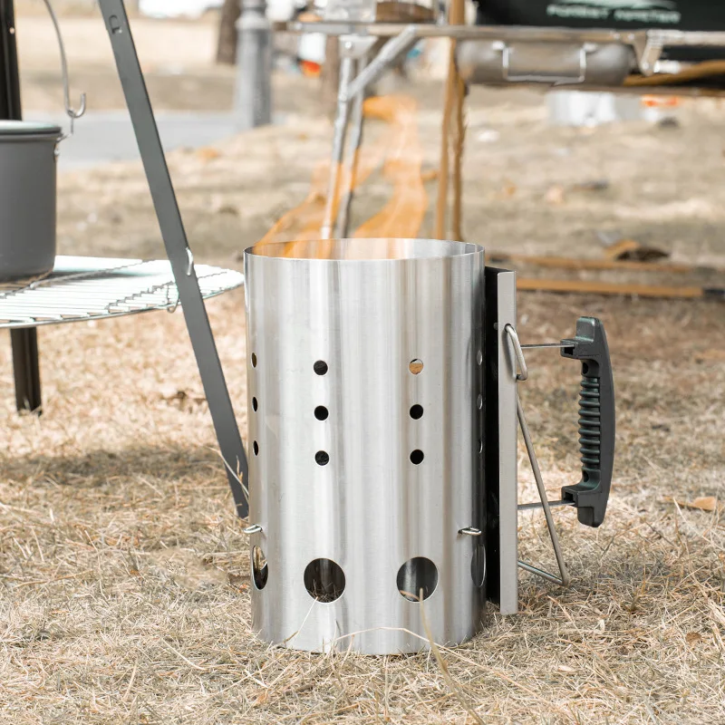 Chimney Starter Stainless Steel Portable Efficient Charcoal Starter Barrel for Barbecue Camping Picnic Charcoal Chimney