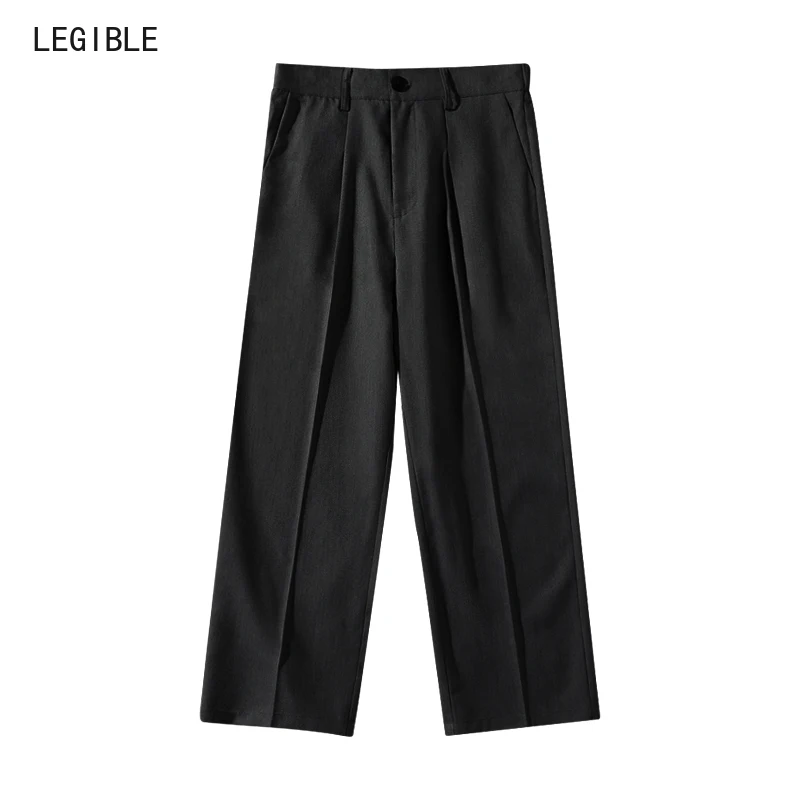Legible Casual Pant Men Baggy Wide Leg Pants Men Ankle Length Loose Straight Trousers