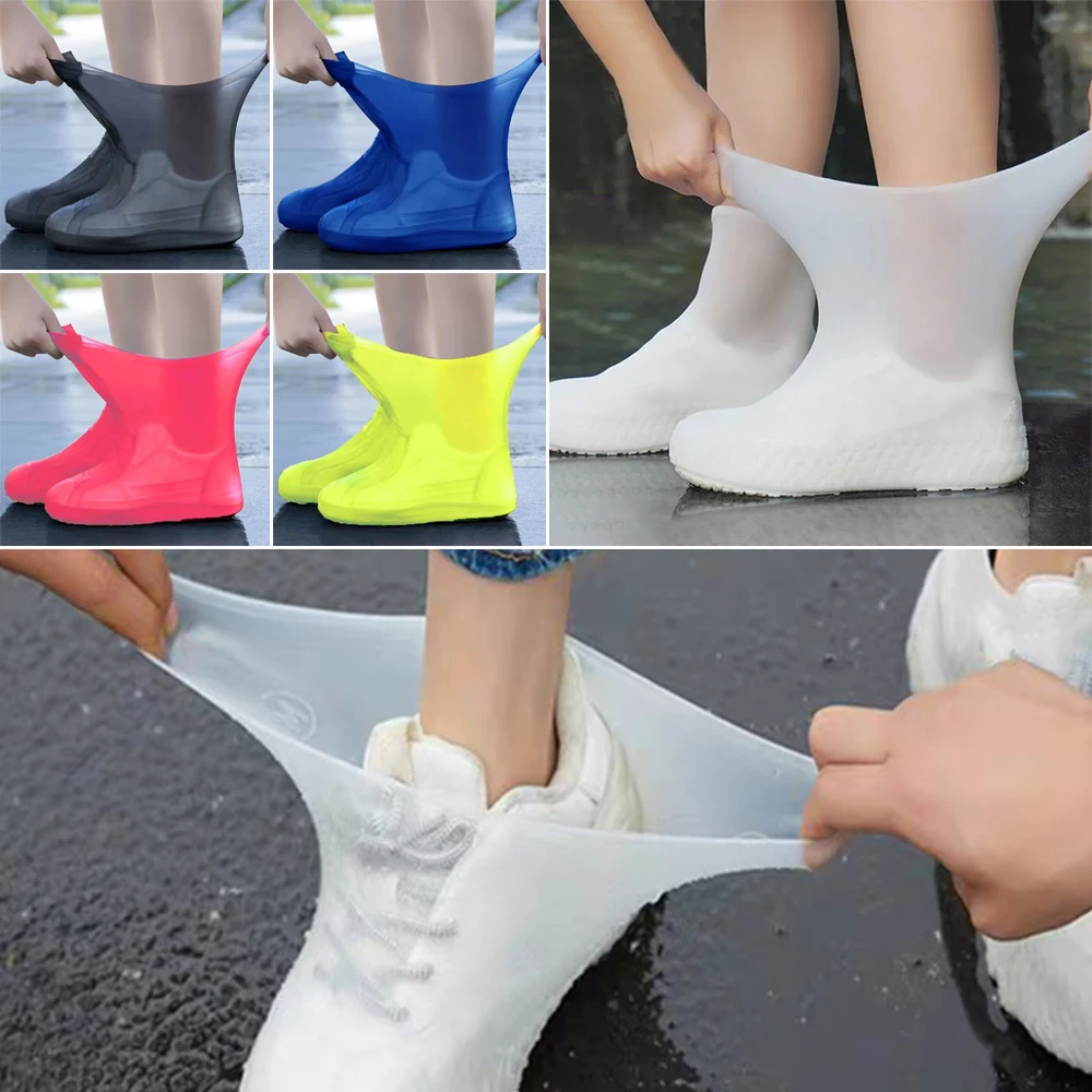 Shoe Covers 1 Pair Latex WaterProof Unisex Reusable Non-Slip Rain Boot Overshoes Walking Shoes Accessories