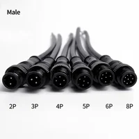 5/20Pcs M12 Metal Black Waterproof IP68 2 3 4 5 6 8Pin Male and Female LED Strip Outdoor IP68 Cable Connector 20cm Wire Plug 4