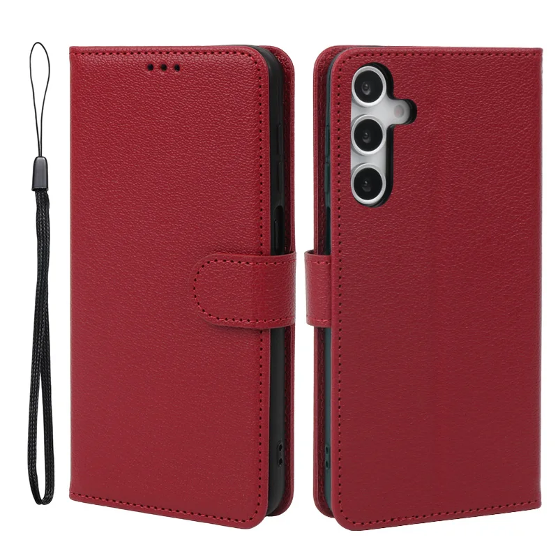 Litchi Grain Leather Wallet Flip Case with 5G Compatibility