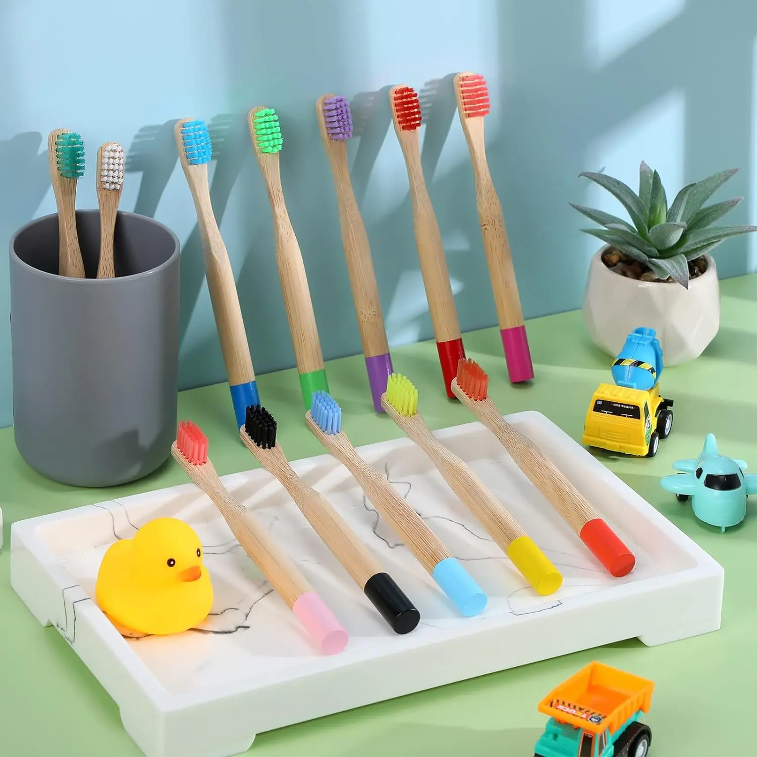 Eco-Friendly Biodegradable Bamboo Toothbrush Set with Comfortable Medium Bristles – Pack of 10