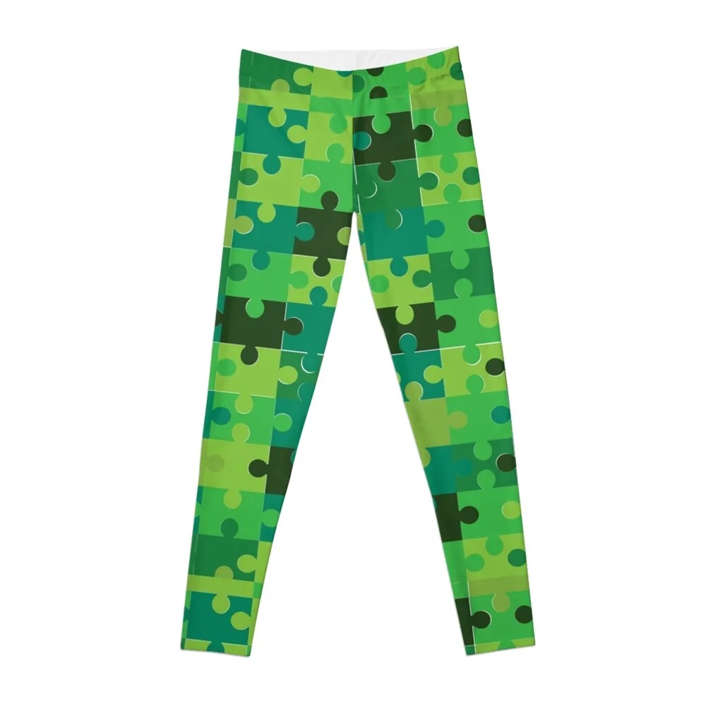 

Green Jigsaw Puzzle pattern Leggings flared legings for fitness gym clothing sports for push up Womens Leggings