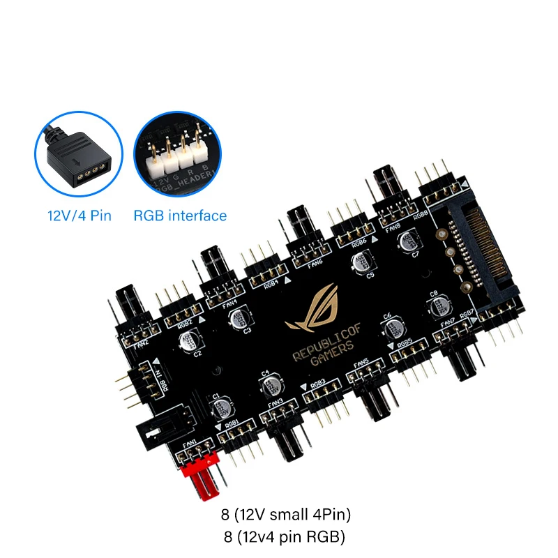 RNQB0D7SHM9ND Tummaster Argb Fan Hub, 10-port 4 Pin Pc Fan Controller, 5v-3pin Argb Fan Hub, Magnetic Suction, Sata Power Input,rf Remote - View #5