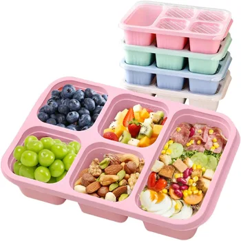 Bento Lunch Box with Reusable 5 Compartment Bento Box Microwave Compatible for Bento Snack Containers for Travel and Work 1