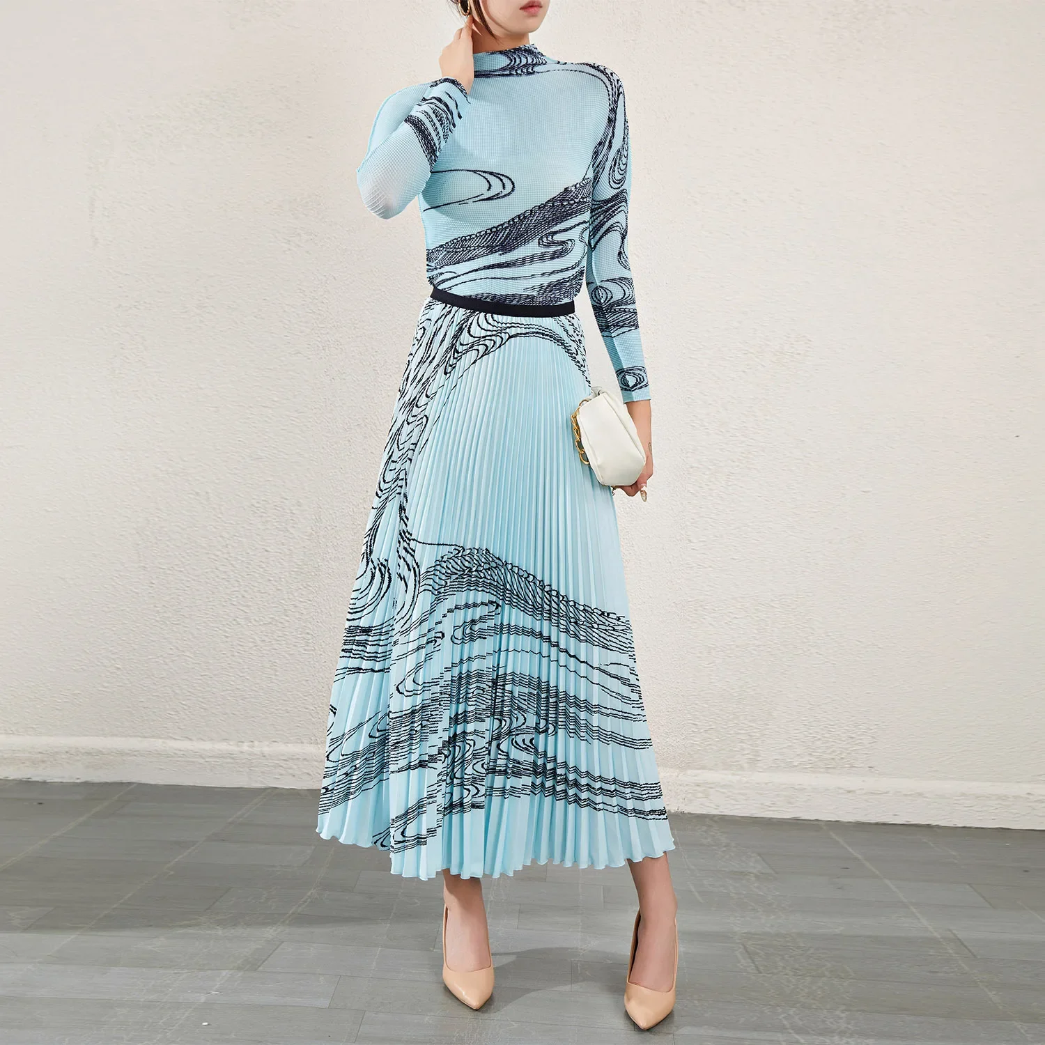 HEPIDEM-Conjunto De 2 Piezas Para Mujer, Ropa De Playa Con Tampado Floral, Tops De Tirant Cortos Y Falda Larga Plisada De Cintura Alta, Primavera 70064 / Juego Conjuntos