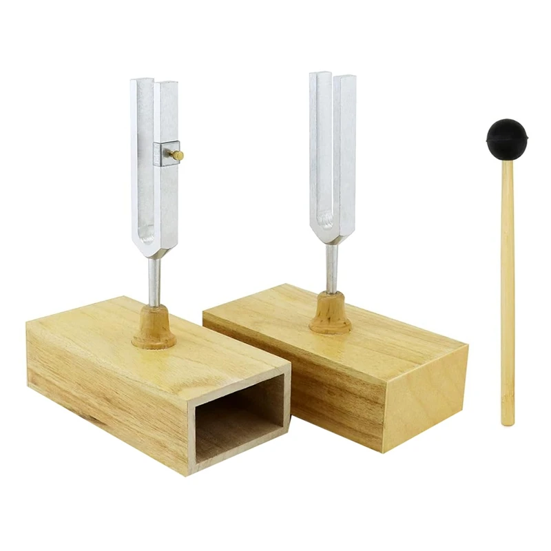 

2 PCS Tuning Fork 440HZ Virbration Tuning Fork Wood Color & Silver Wood+Steel For Sound Therapy, Yoga, Meditation And Relaxation