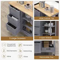 Kitchen Island with Storage, Kitchen Trolley on Wheels with Drawers & Open Shelves, Rolling Mobile Kitchen Island, Customized 5