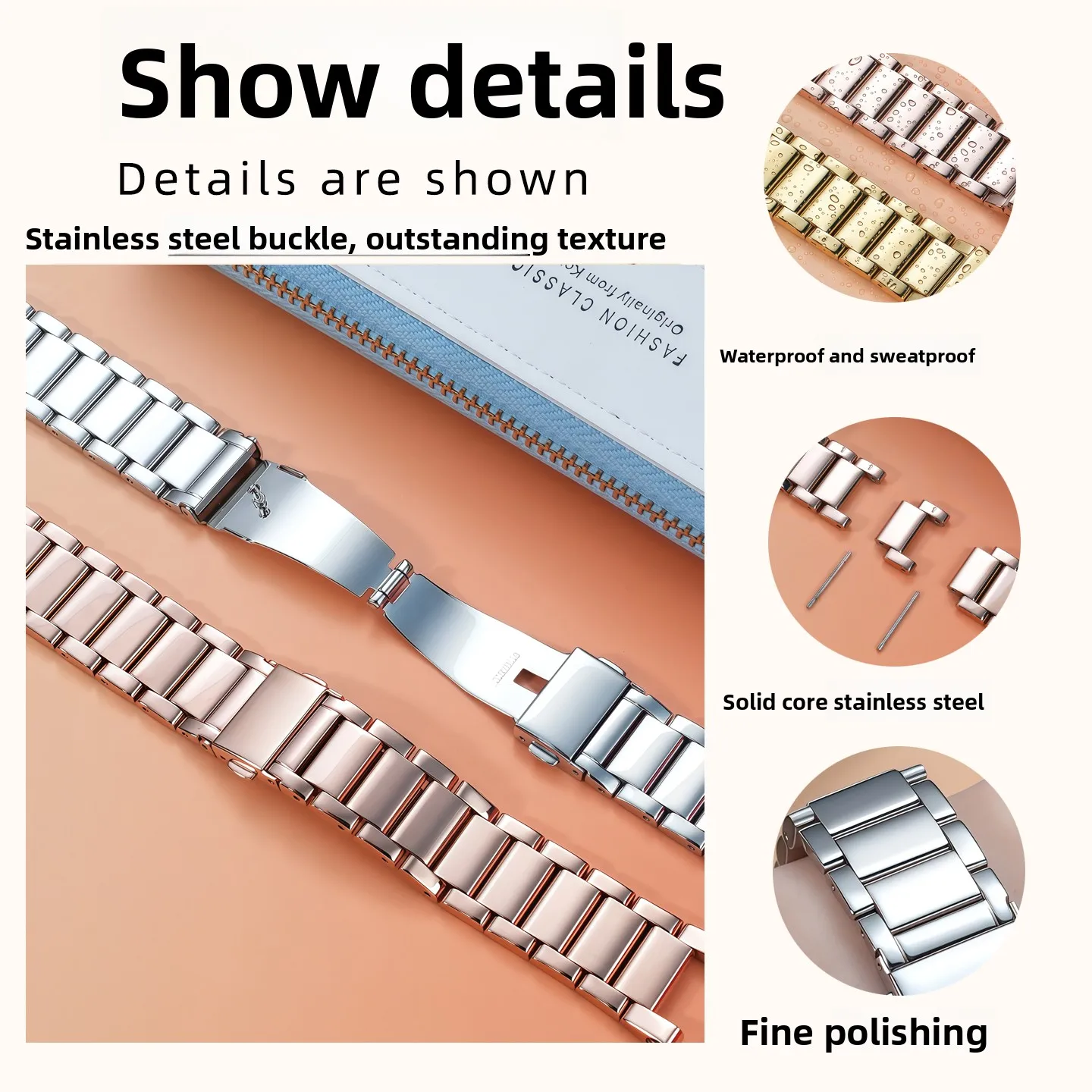 Elegant 20x12mm Stainless Steel Women's Watch Strap Bracelet