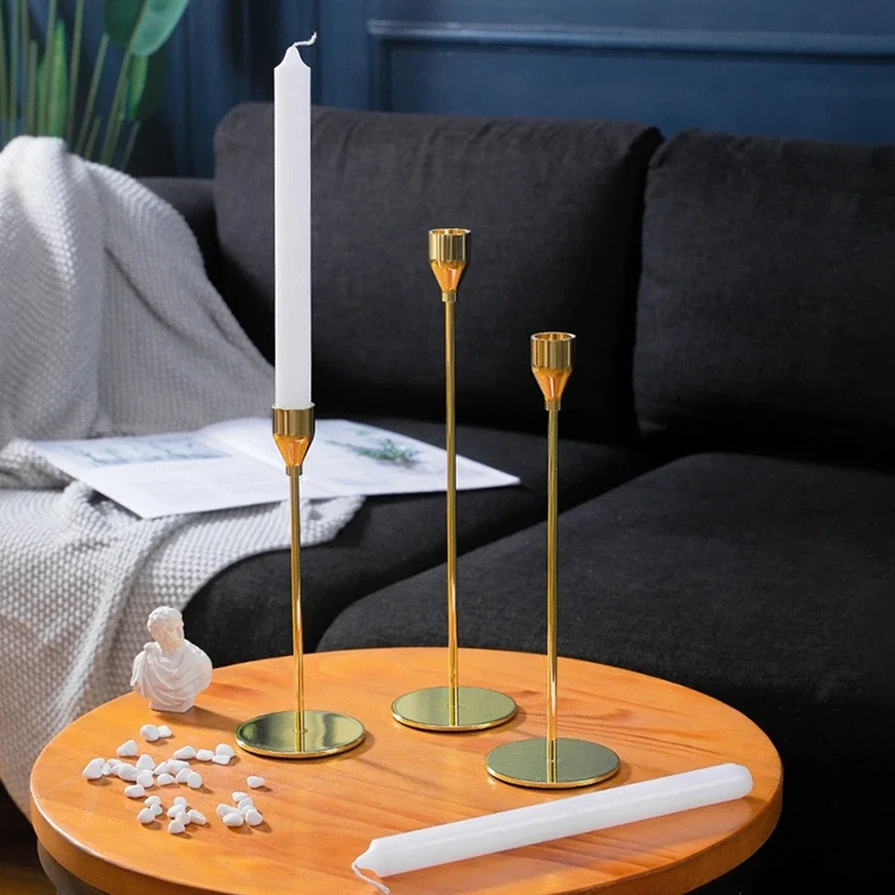Chinese Style Metal Candle Holders Simple Golden Wedding Decoration Bar Party Living Room Home Decor Candlestick 3Pcs/Set candle holders
