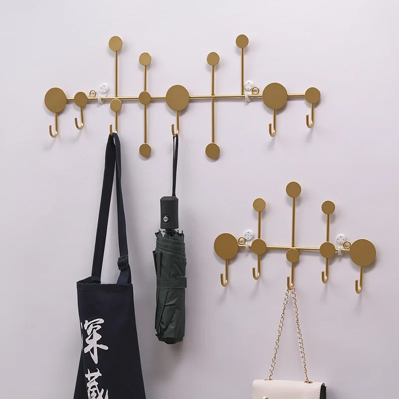 

6 Hooks Rack Rail Wall Mounted Coat Hat Hanger Entryway Kitchen Utensil Towel Clothing Hanging Stand Multifunctional Door Hook