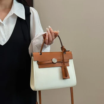 Borsa a tracolla quadrata di lusso per donna Borsa a tracolla in pelle testurizzata Designer minimalista vintage di fascia alta Moda Parigi 1