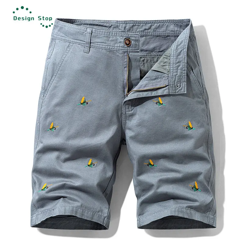 

Summer Men's Cargo Shorts Animal Embroidery Silm Fit Tooling Pants Five-point Casual Sports Shorts