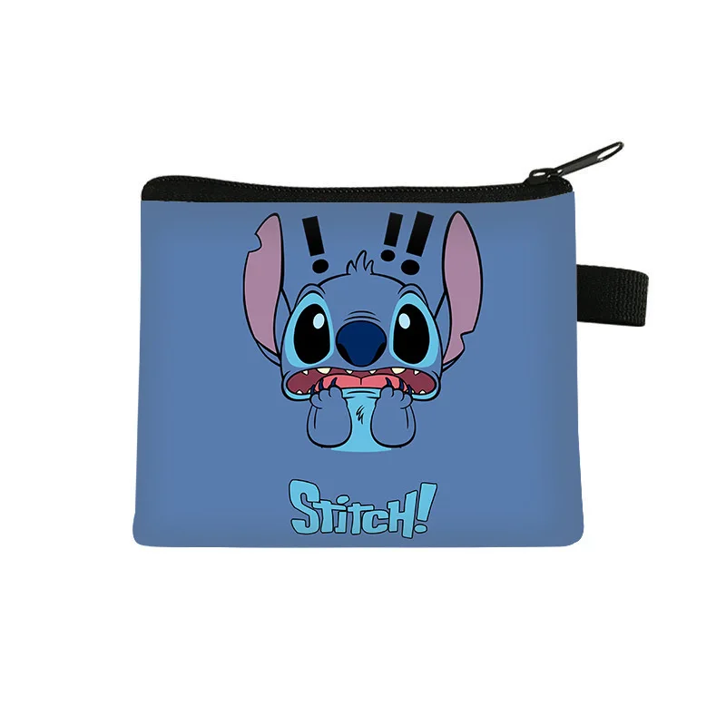 Disney-Portefeuille Stitch pour enfants, mini porte-monnaie de dessin animé, porte-cartes d'identité portables, sac de rangement pour clés en polyester Kawaii