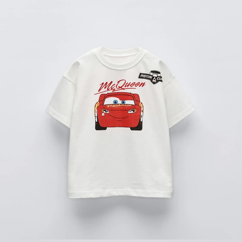 9m-7y Children Clothing Cartoon Car T-shirt Tops Crewneck Summer Loose Fashion Short Sleeve Tees Kids Clothes Boy's Tshirts NEW 5