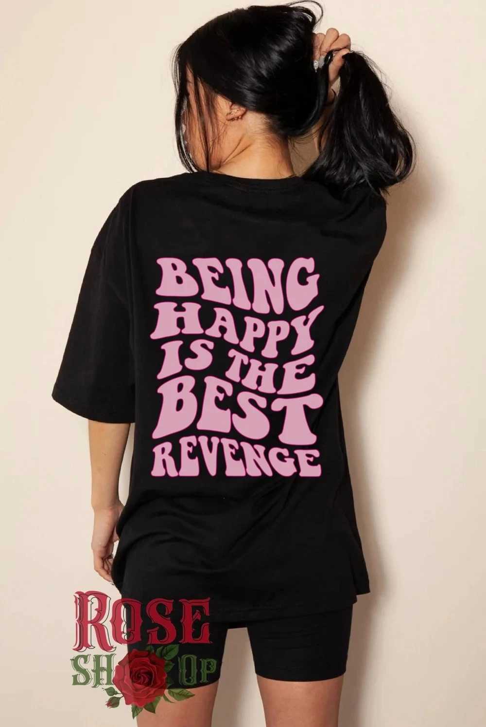 

Being Happy Is The Best Revenge T-Shirts Colorful Trendy Positive Sayings Shirts Women Fashion Casual Aesthetic Top