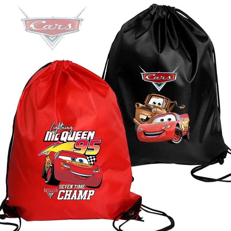 Lightning McQueen Series Drawstring Bag Disney Cars Swim Ride Running Sport Backpack Cute Portable Storage Bags Birthday Gift