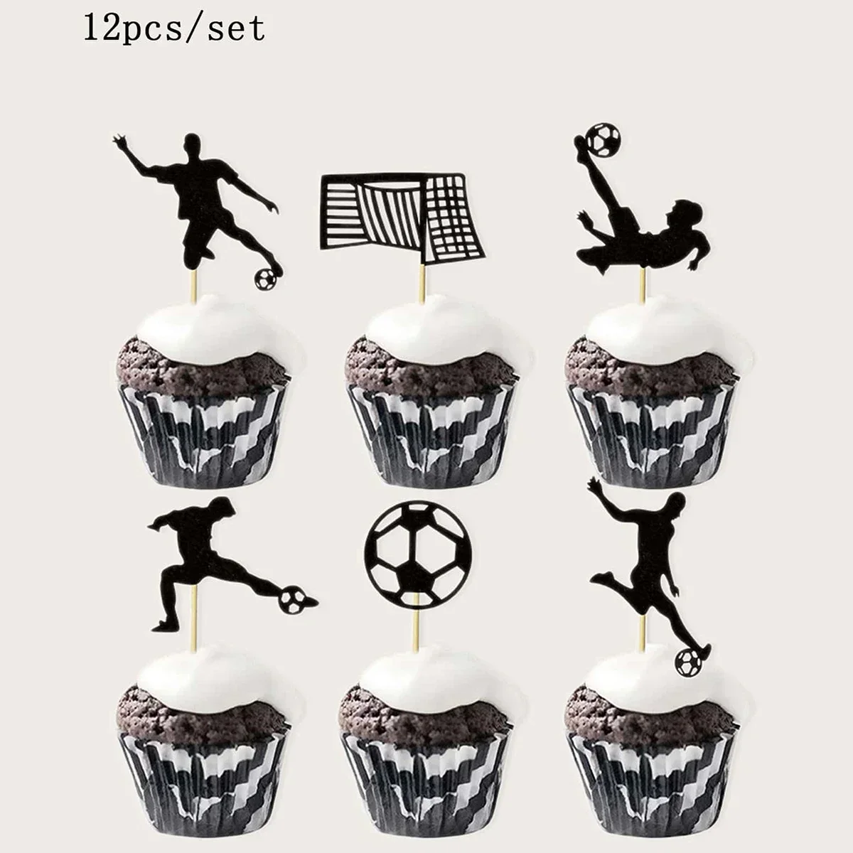 Basketball Football Theme Party Cupcake Topper Happy Birthday Cake Topper