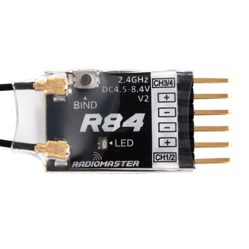 

Радиомастер R84 V2 4CH совместимый PWM RC приемник для Frsky D8 D16 SFHSS Radiomaster TX12 T16S передатчик