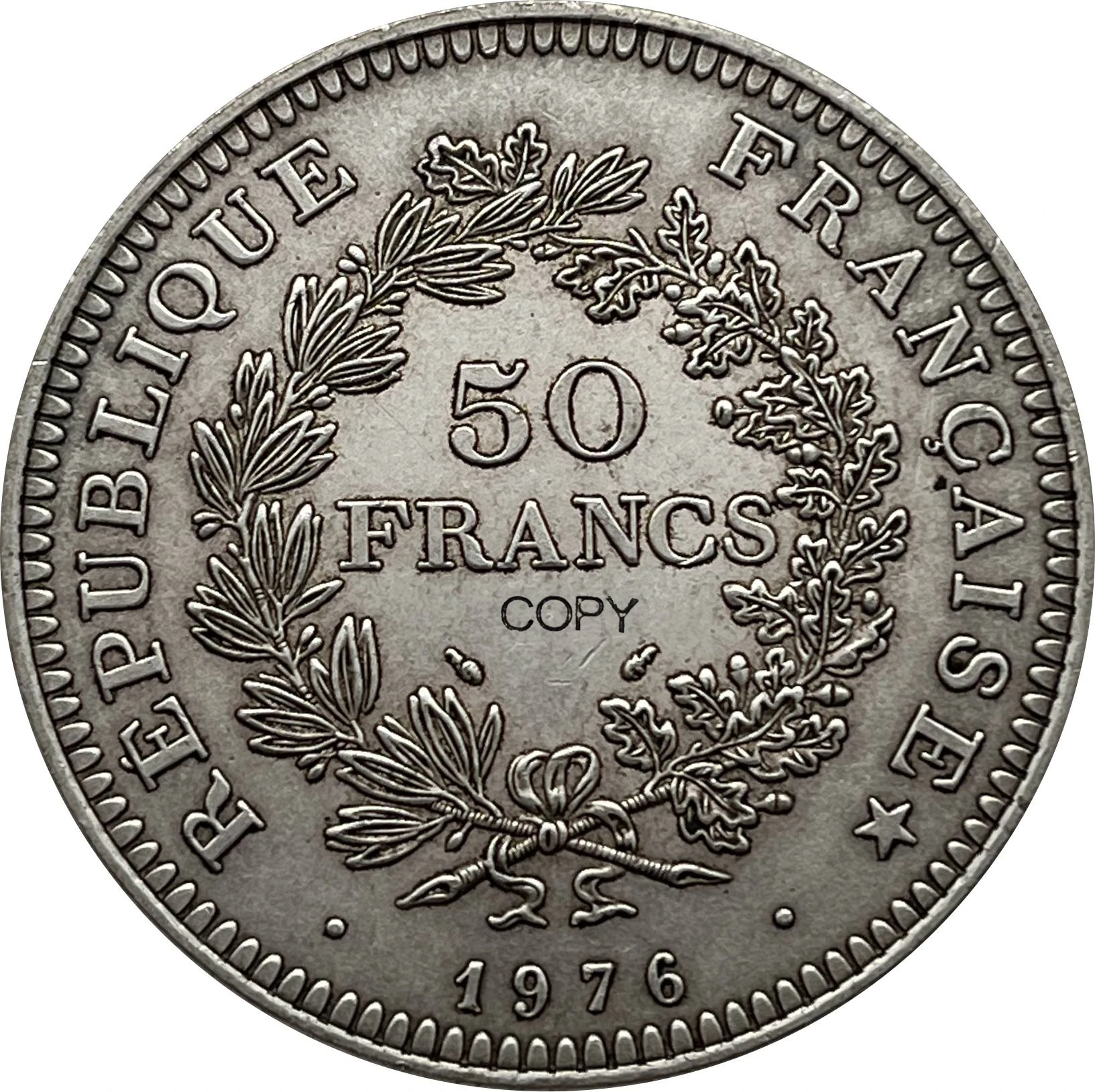 France 1976 50 Francs French Hercule De Dupre Silver Plated Copy