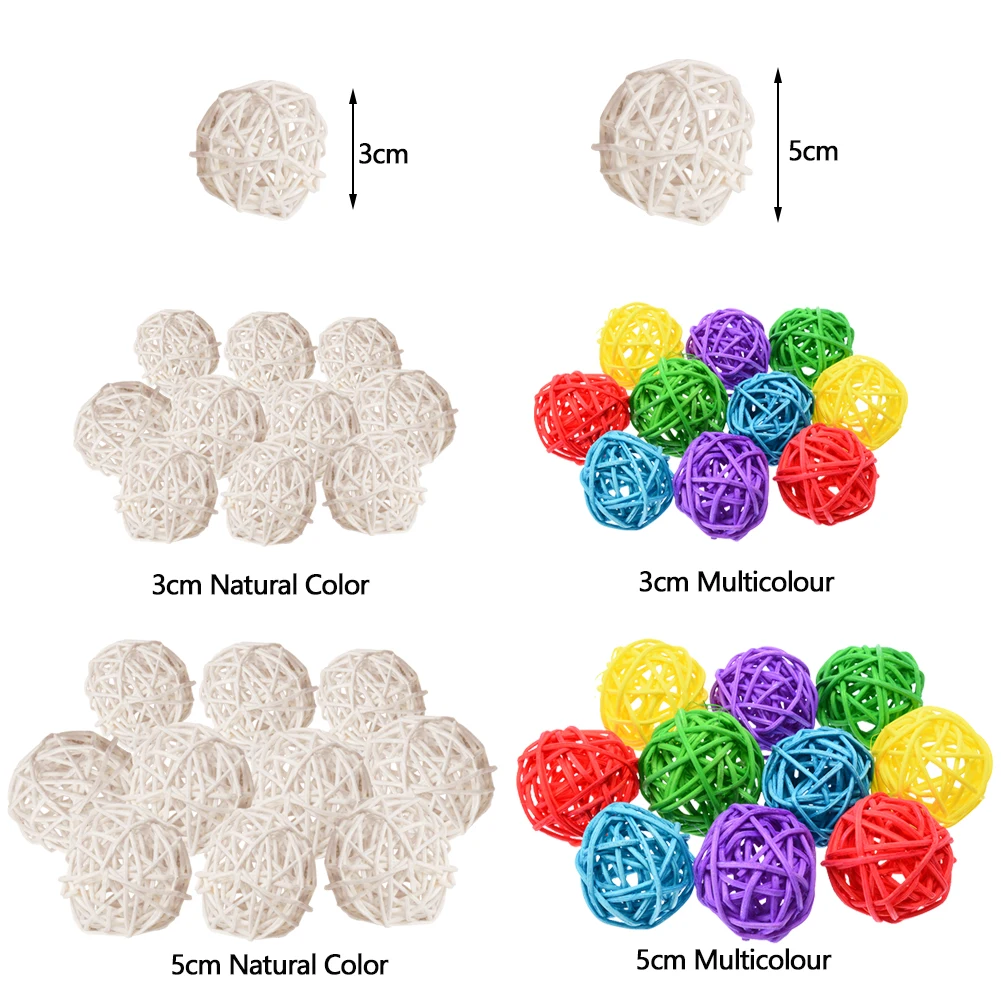 Primary Color Sepak Takraw Parrot Chewing Toy Ball Pet Bird Foot Scratching Toy 10pcs