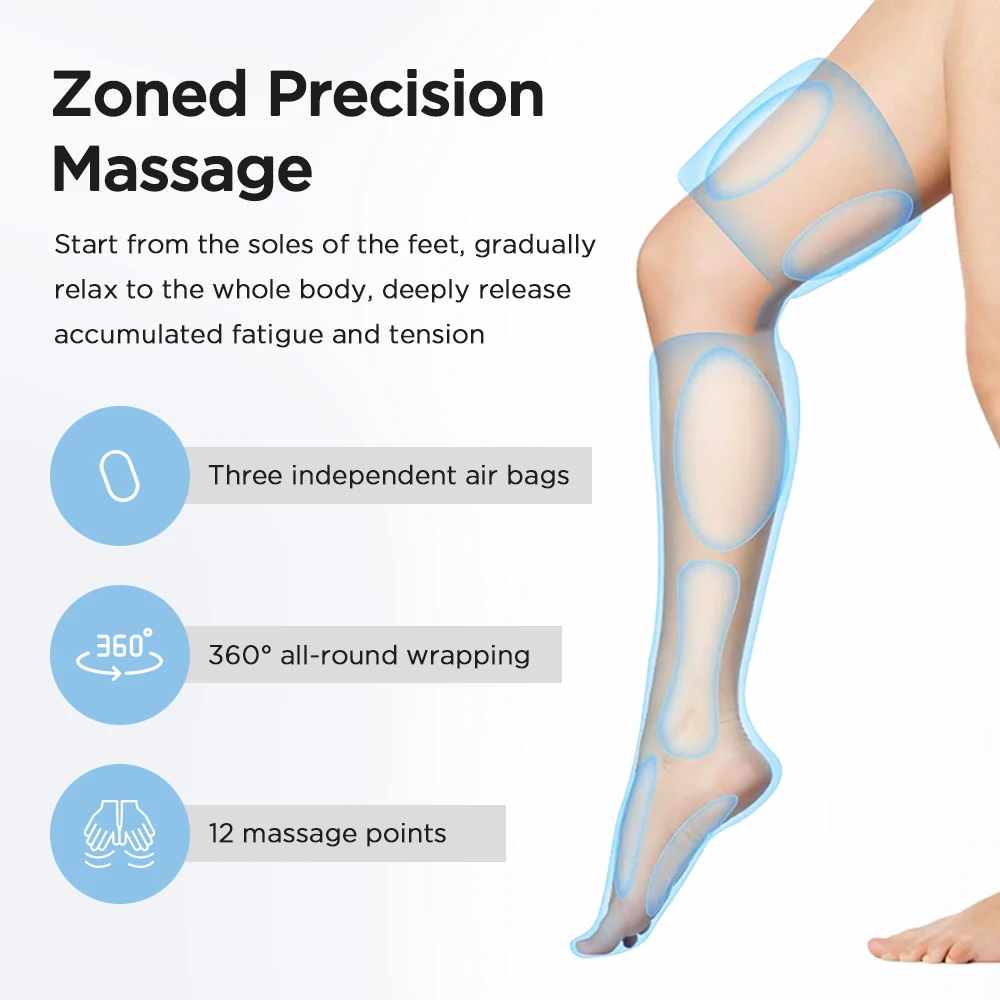 Akumulatorska masažna naprava Telečja zračna blazina Wrap Kompresijska električna masaža nog Airwace Foot Health Care Relax Pressotherapy_voghion.com