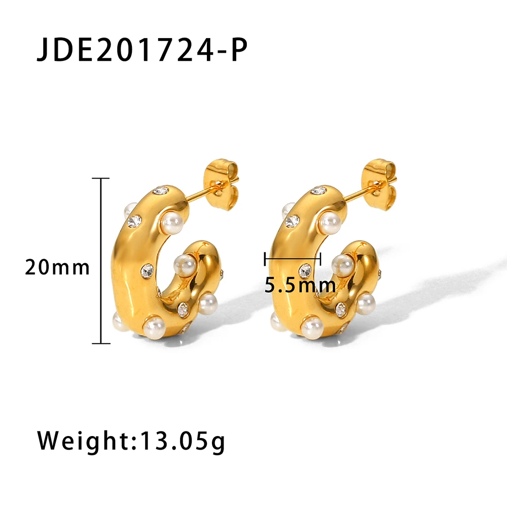 Boucles d'oreilles en Zircon pour femme, bijoux en forme de CC, en acier inoxydable plaqué or 18K