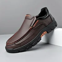 New 2025 Men's Business Casual Leather Shoes Fashionable Monochromatic High-End Large Size Cross-Border Leisure Shoes