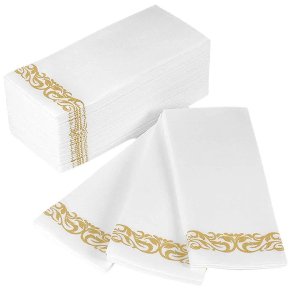 

25 Pcs Paper Napkin Gold Decor Party Napkins Wedding Washable Hotel Desktop Virgin Wood Pulp Dinner Banquet