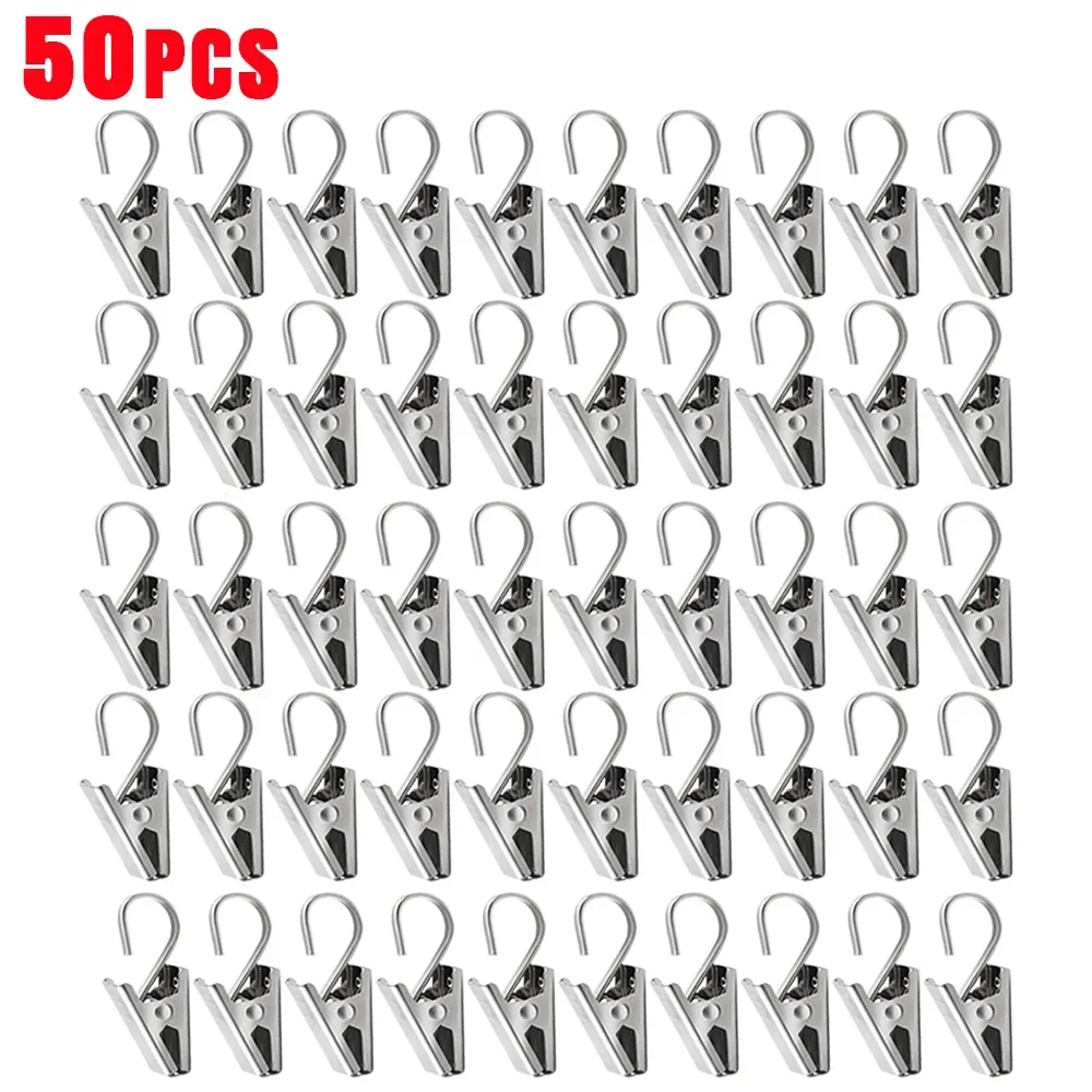 60 ganci per tende in acciaio inox, quattro supporti