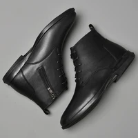 Genuine Leather Ankle Boots Classic Man Motorcycle Botas Handmade High Top Male Shoes Stylish Casual Chelsea Boots Walking Shoes