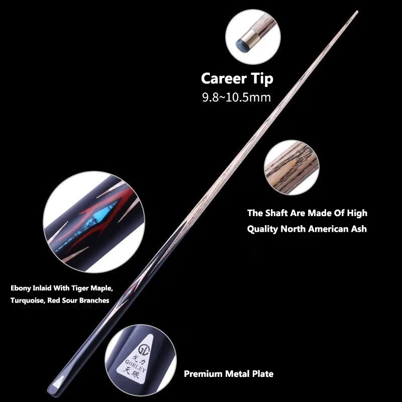 Snooker Cue Stick 10.3mm Tip Size Ash Shaft Ebony Handle With Snooker Cue Case Set