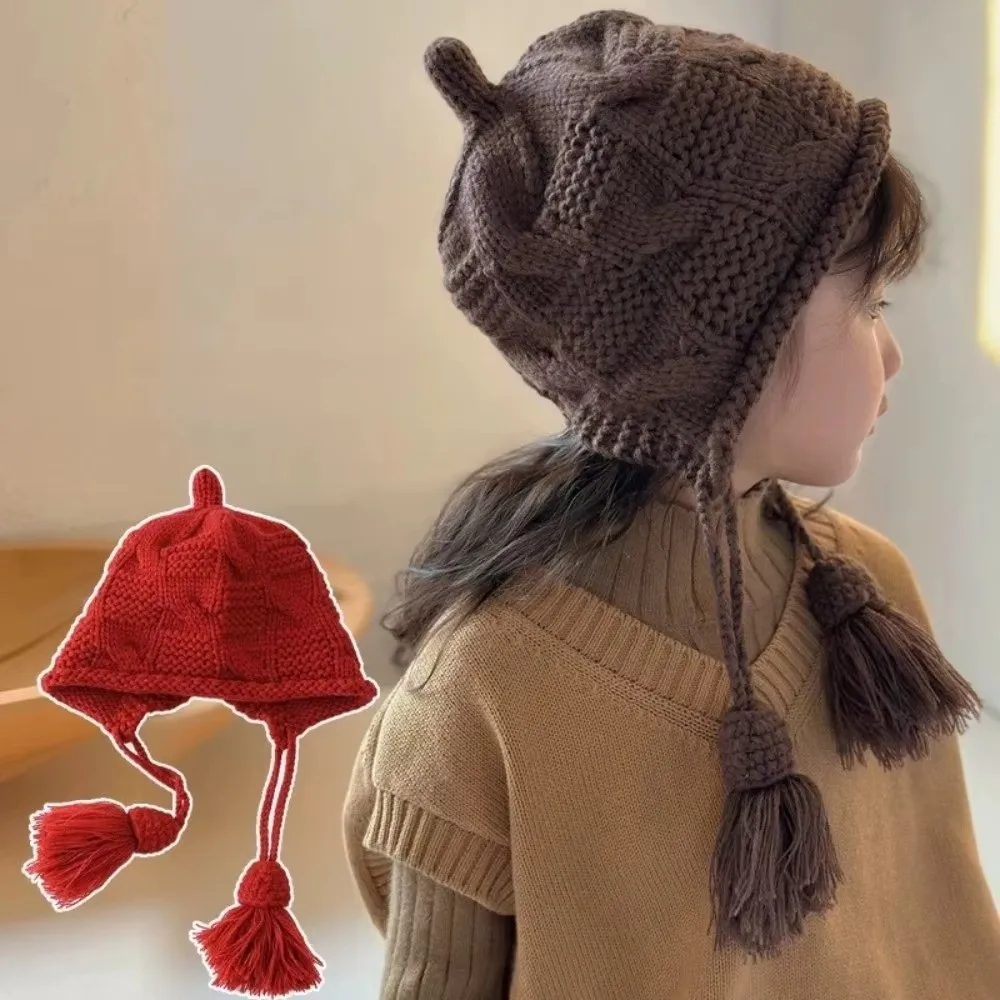 Wool Knitted Windproof Hat for Kids Ear Protection