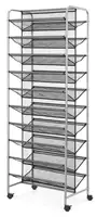 10 Tier 60 Pair Metal and Mesh Rolling Shoe Rack 1