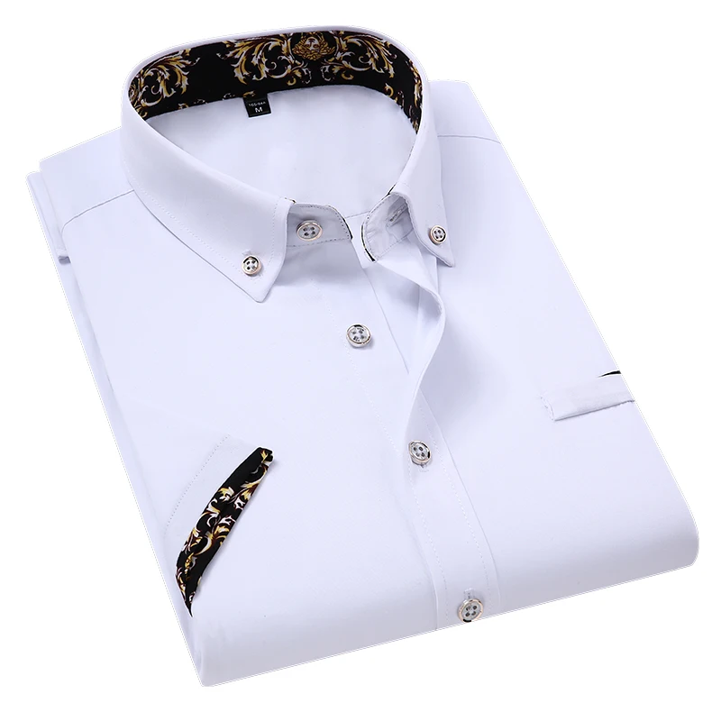 Men's clothing Arrival Men Shirt Fashion Causal Short Sleeved Male Dress Social Business Brand Shirt Soft Weeding White Shirts